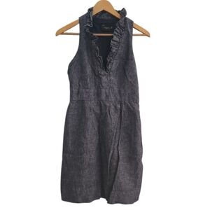 Just Taylor Linen Blend Ruffle Neck Dress Sz 6 Fully Lined Capsule Wardrobe
